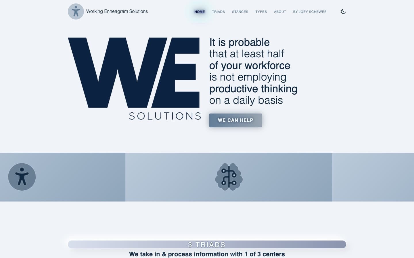 The WE Solutions homepage in 2022