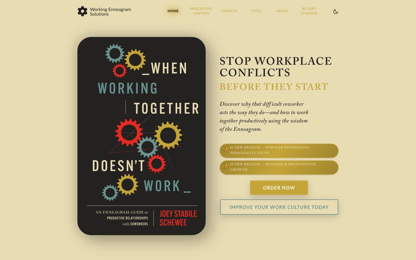 The WE Solutions homepage today, built around the book